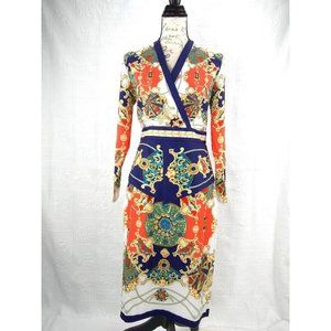 Liang Dian Yi Zu Chic Designer style print Dress Sz L ( measures small) READ